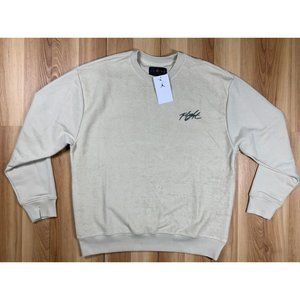 Air Jordan Flight Heritage Men’s Size L Beige Olive Green Crew Sweatshirt